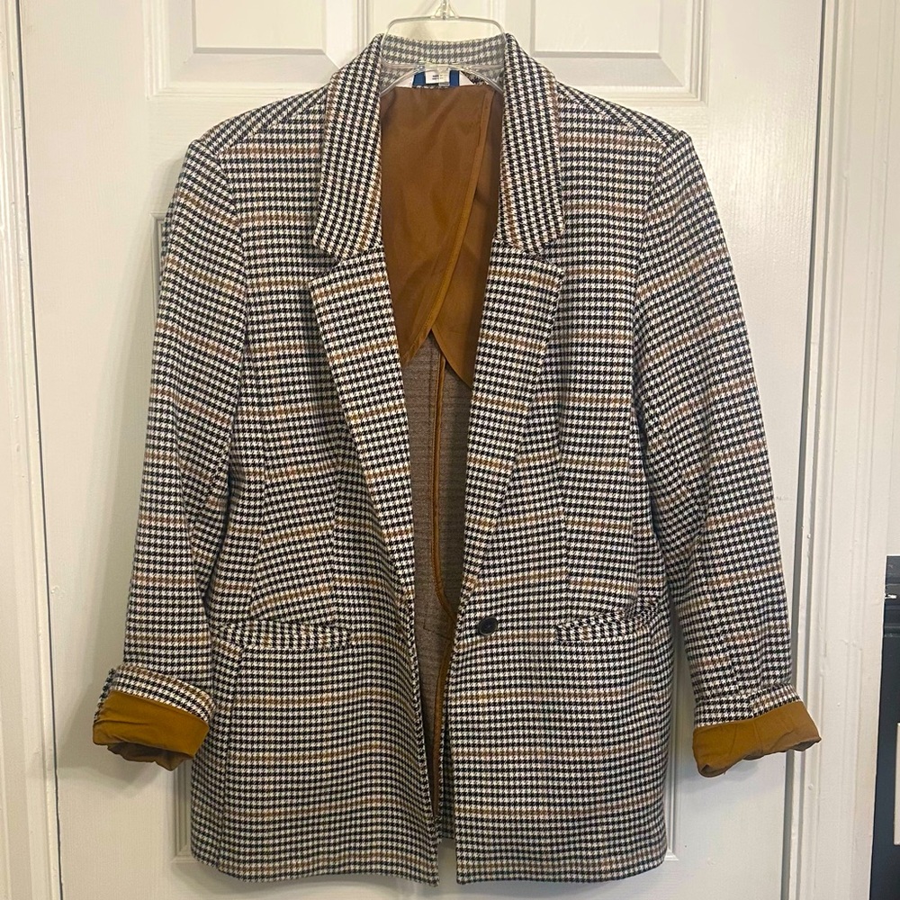 Old Navy Houndstooth Blazer - Camel/Black - Size Small